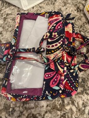Vera Bradley Navy Floral Quilted Clear-Top Cosmetic Organizer with Hanger